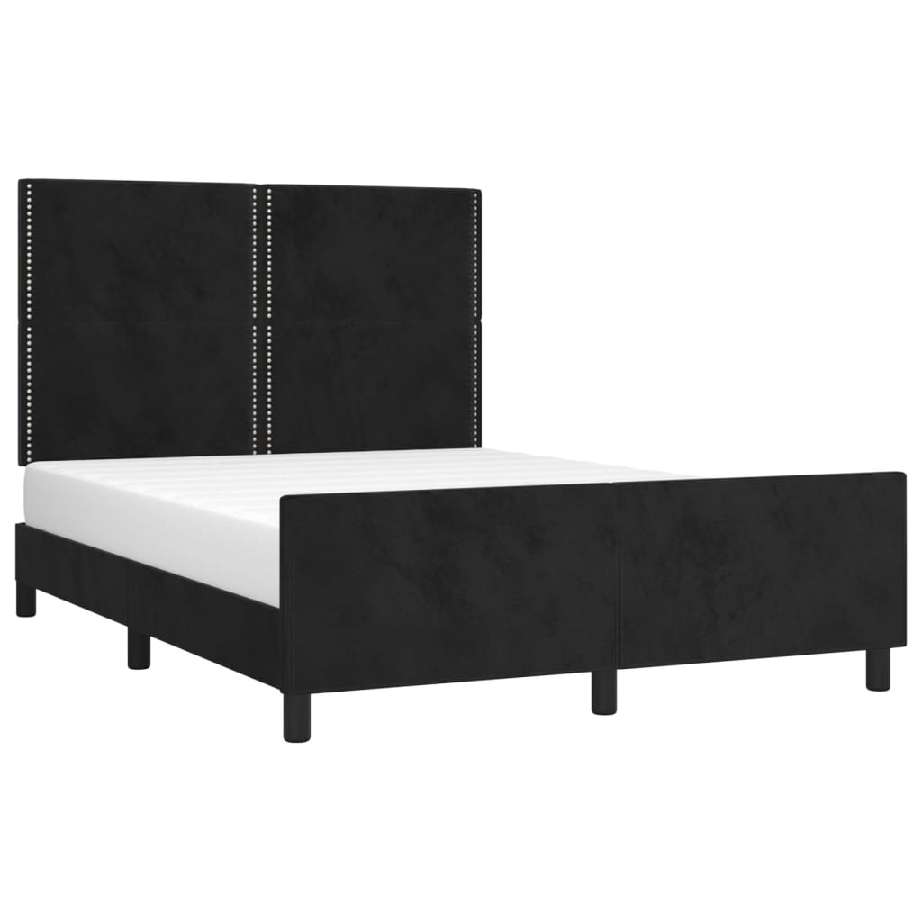 Bedframe zonder matras 140x200 cm fluweel zwart is nu te koop bij PeponiXL, paradijselijk wonen!
