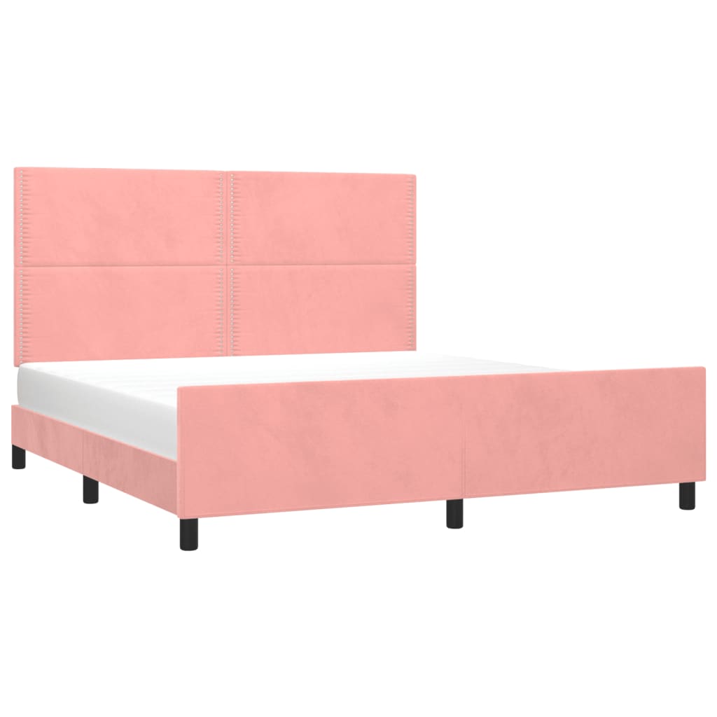 Bedframe met hoofdeinde fluweel roze 160x200 cm is nu te koop bij PeponiXL, paradijselijk wonen!