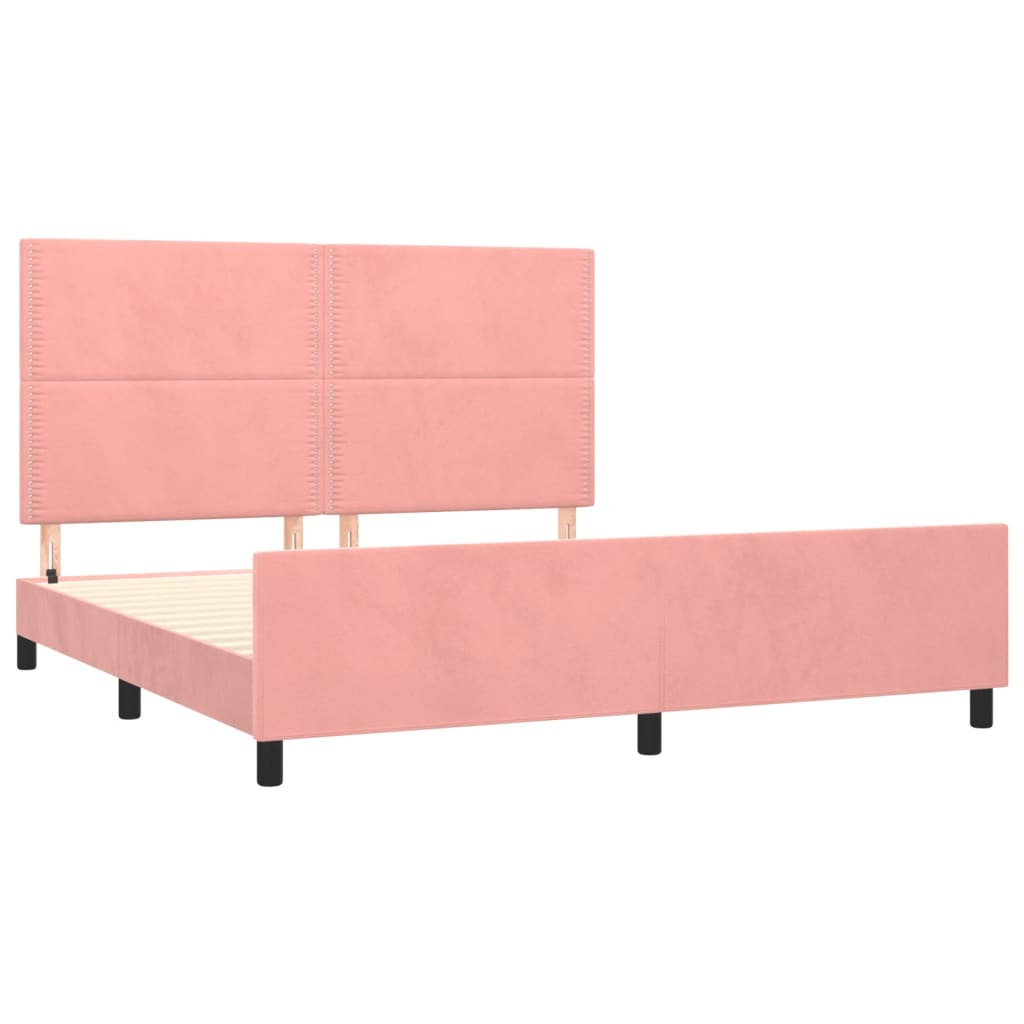 Bedframe met hoofdeinde fluweel roze 160x200 cm is nu te koop bij PeponiXL, paradijselijk wonen!
