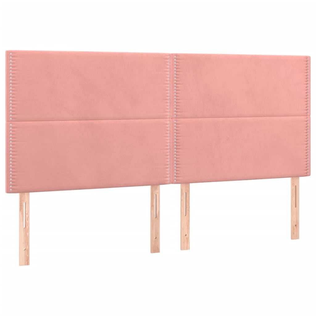 Bedframe met hoofdeinde fluweel roze 160x200 cm is nu te koop bij PeponiXL, paradijselijk wonen!