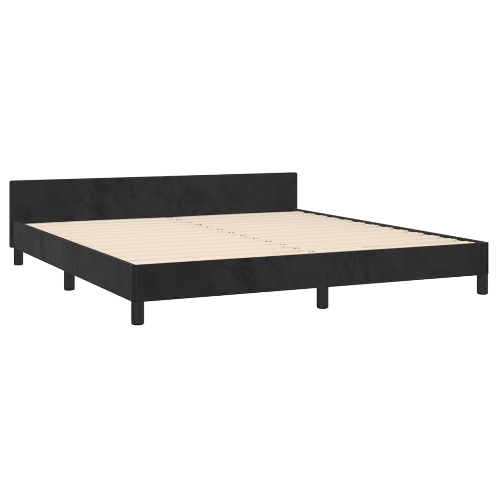 Bedframe met hoofdeinde fluweel zwart 180x200 cm is nu te koop bij PeponiXL, paradijselijk wonen!