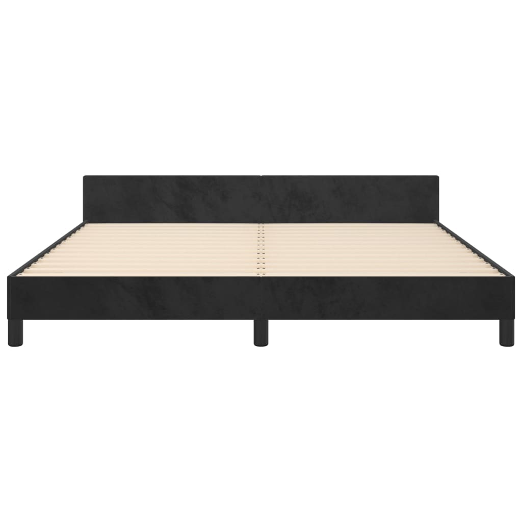 Bedframe met hoofdeinde fluweel zwart 180x200 cm is nu te koop bij PeponiXL, paradijselijk wonen!