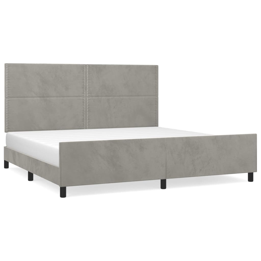 Bedframe zonder matras 200x200 cm fluweel lichtgrijs is nu te koop bij PeponiXL, paradijselijk wonen!