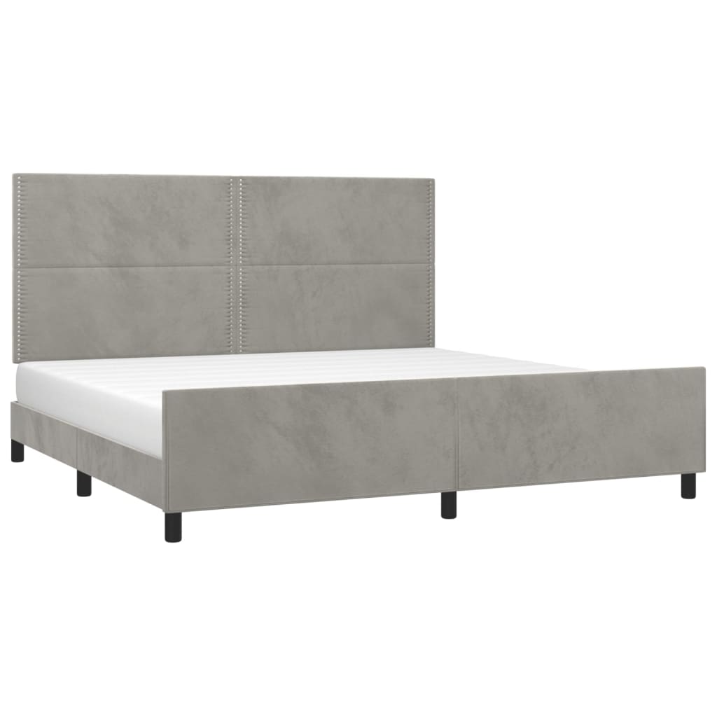 Bedframe zonder matras 200x200 cm fluweel lichtgrijs is nu te koop bij PeponiXL, paradijselijk wonen!