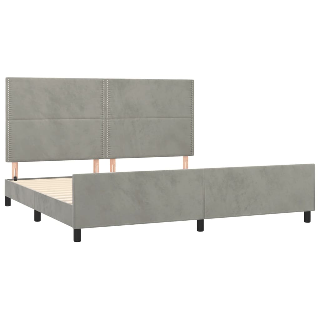 Bedframe zonder matras 200x200 cm fluweel lichtgrijs is nu te koop bij PeponiXL, paradijselijk wonen!