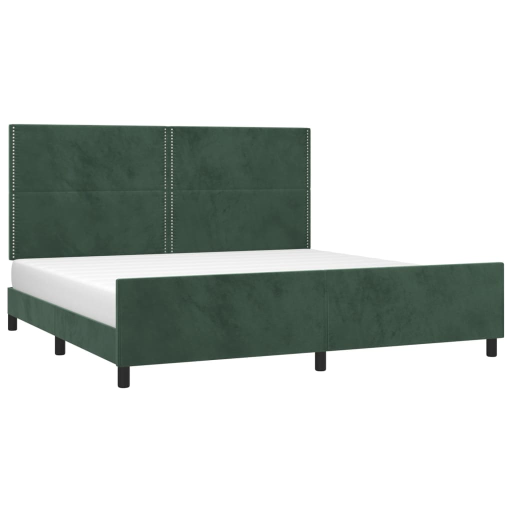 Bedframe zonder matras 200x200 cm fluweel donkergroen is nu te koop bij PeponiXL, paradijselijk wonen!