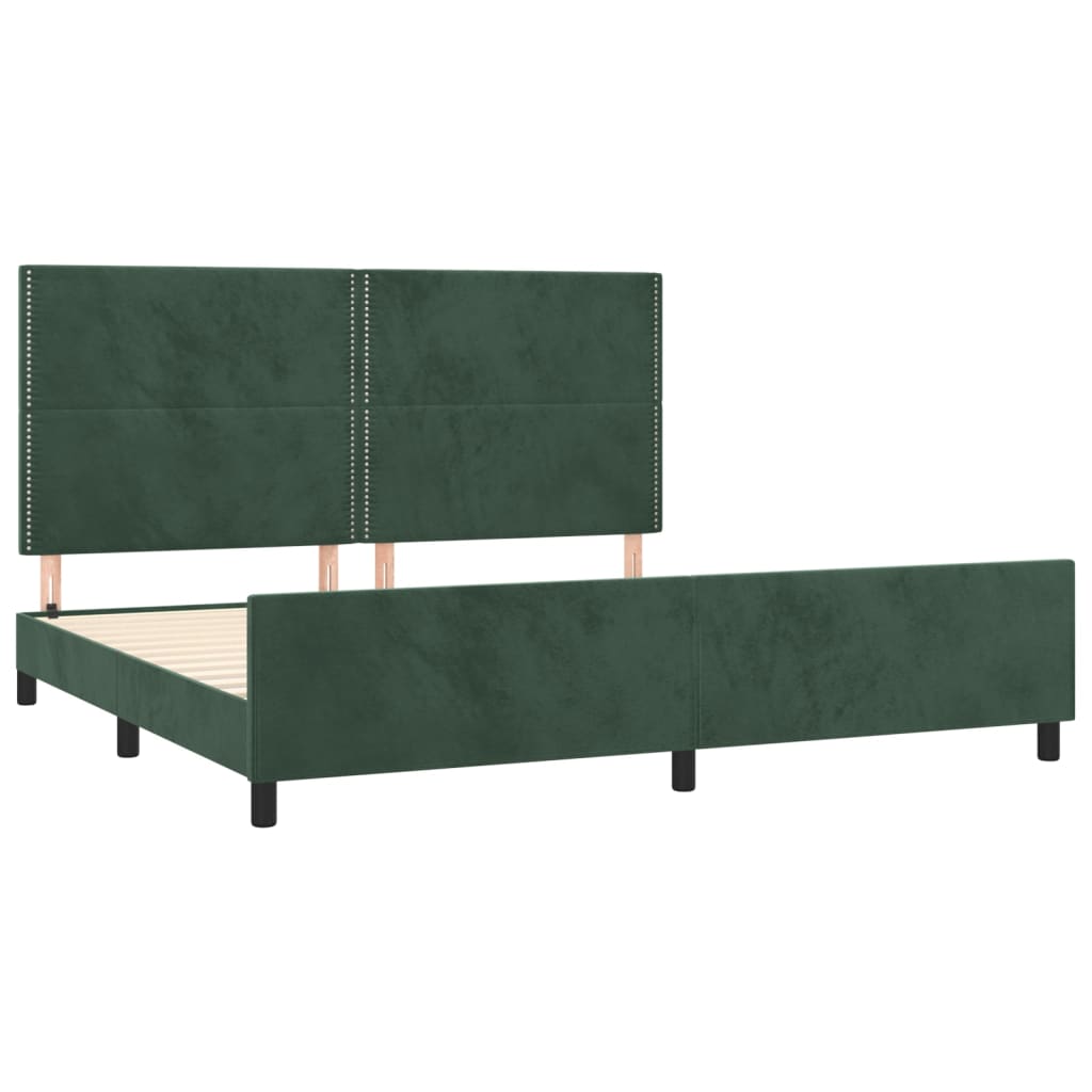 Bedframe zonder matras 200x200 cm fluweel donkergroen is nu te koop bij PeponiXL, paradijselijk wonen!