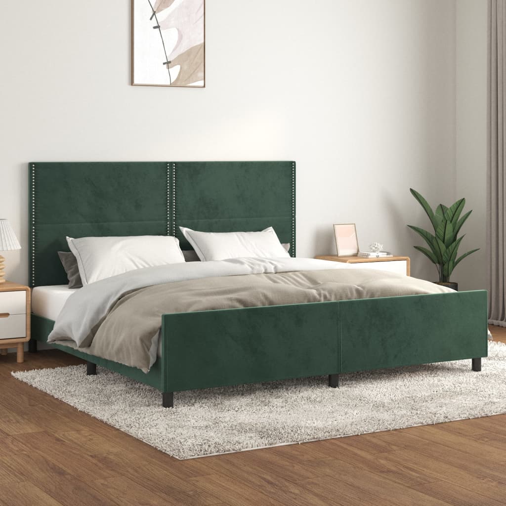 Bedframe zonder matras 200x200 cm fluweel donkergroen is nu te koop bij PeponiXL, paradijselijk wonen!