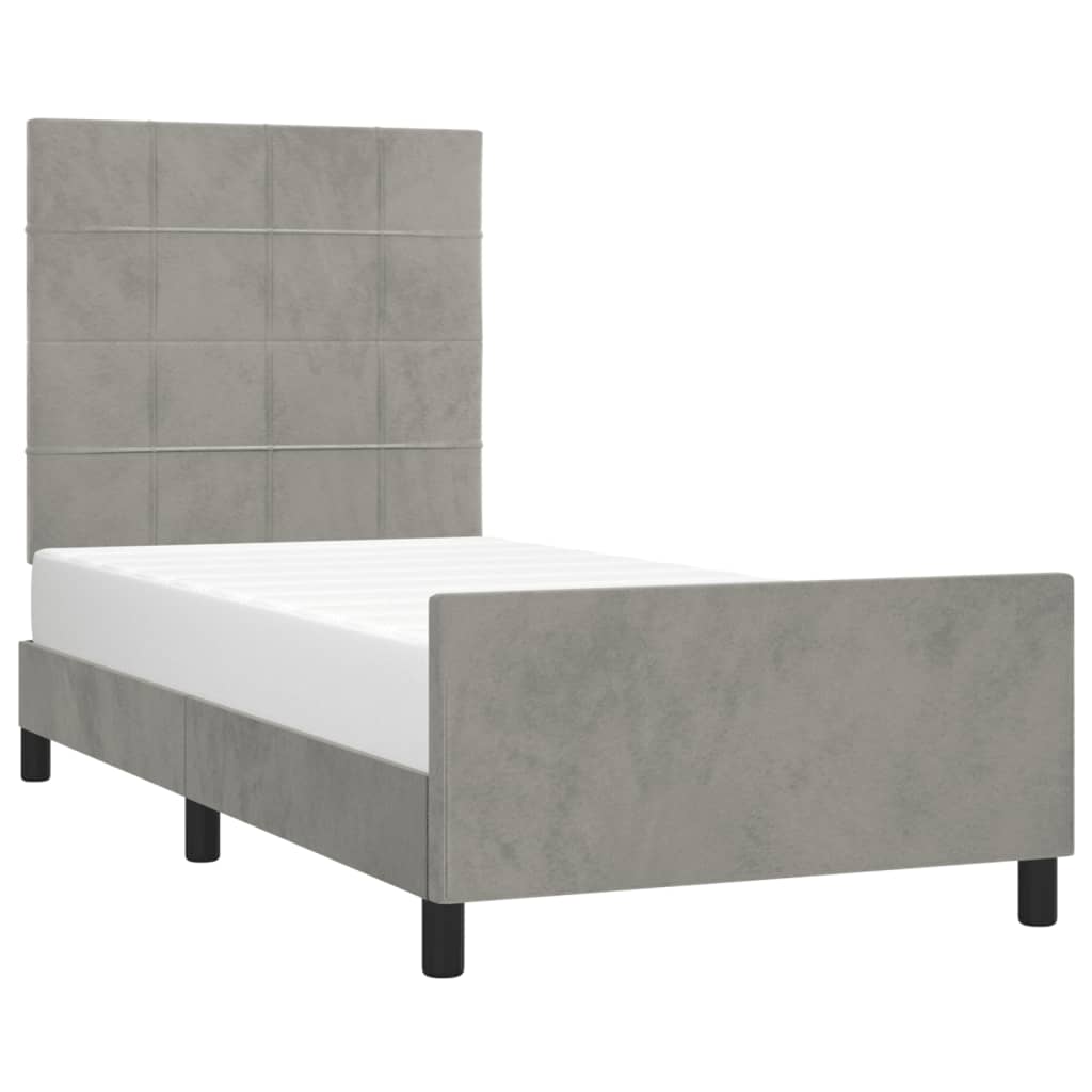 Bedframe zonder matras 90x190 cm fluweel lichtgrijs is nu te koop bij PeponiXL, paradijselijk wonen!