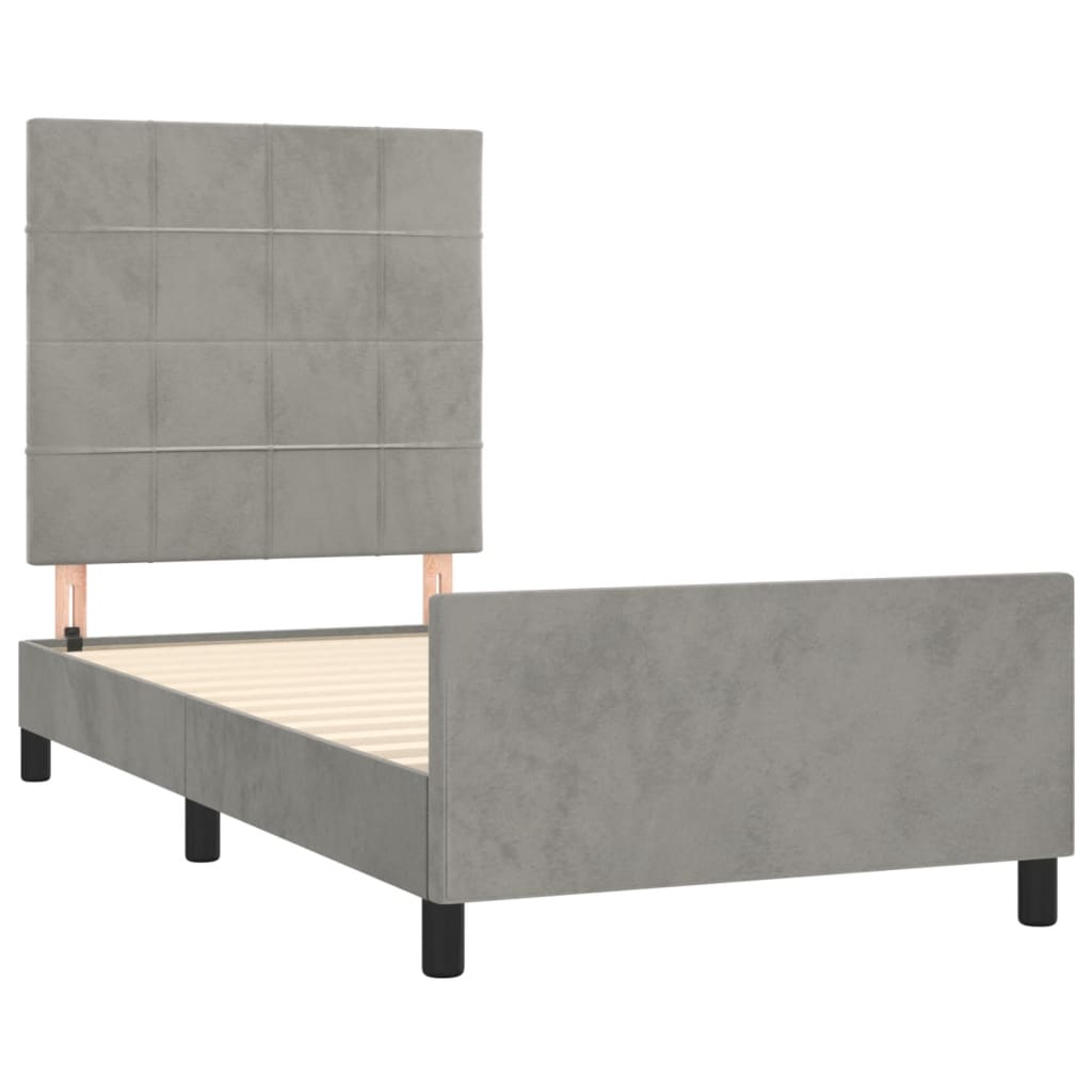 Bedframe zonder matras 90x190 cm fluweel lichtgrijs is nu te koop bij PeponiXL, paradijselijk wonen!