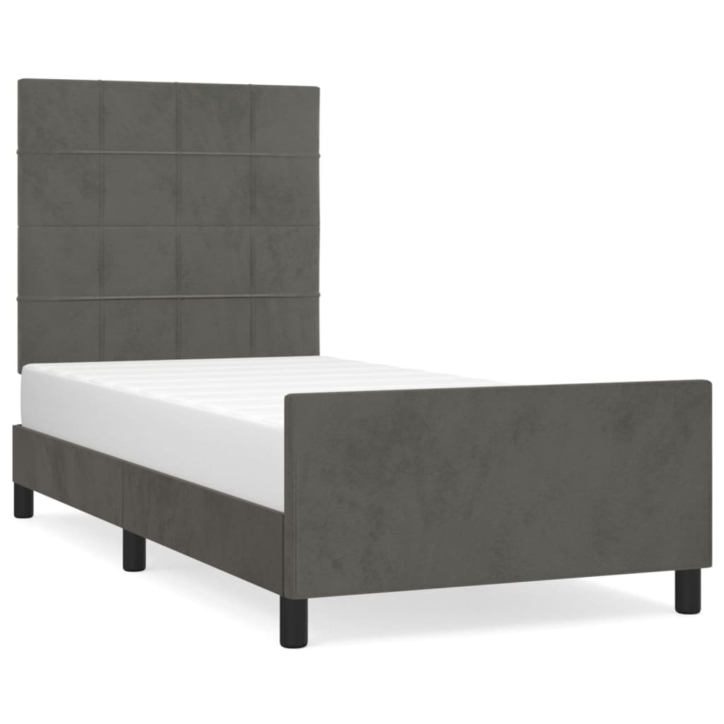 Bedframe zonder matras 90x190 cm fluweel donkergrijs is nu te koop bij PeponiXL, paradijselijk wonen!