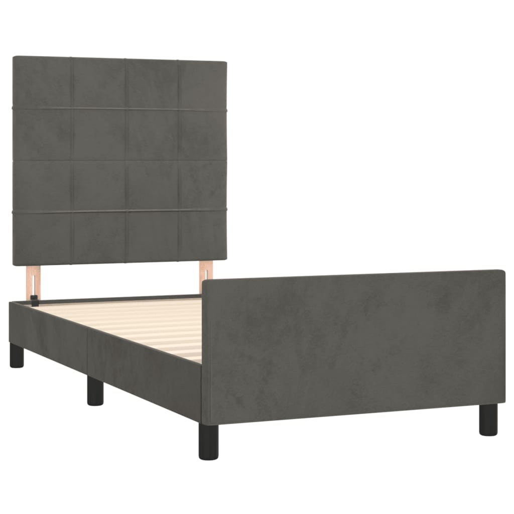 Bedframe zonder matras 90x190 cm fluweel donkergrijs is nu te koop bij PeponiXL, paradijselijk wonen!