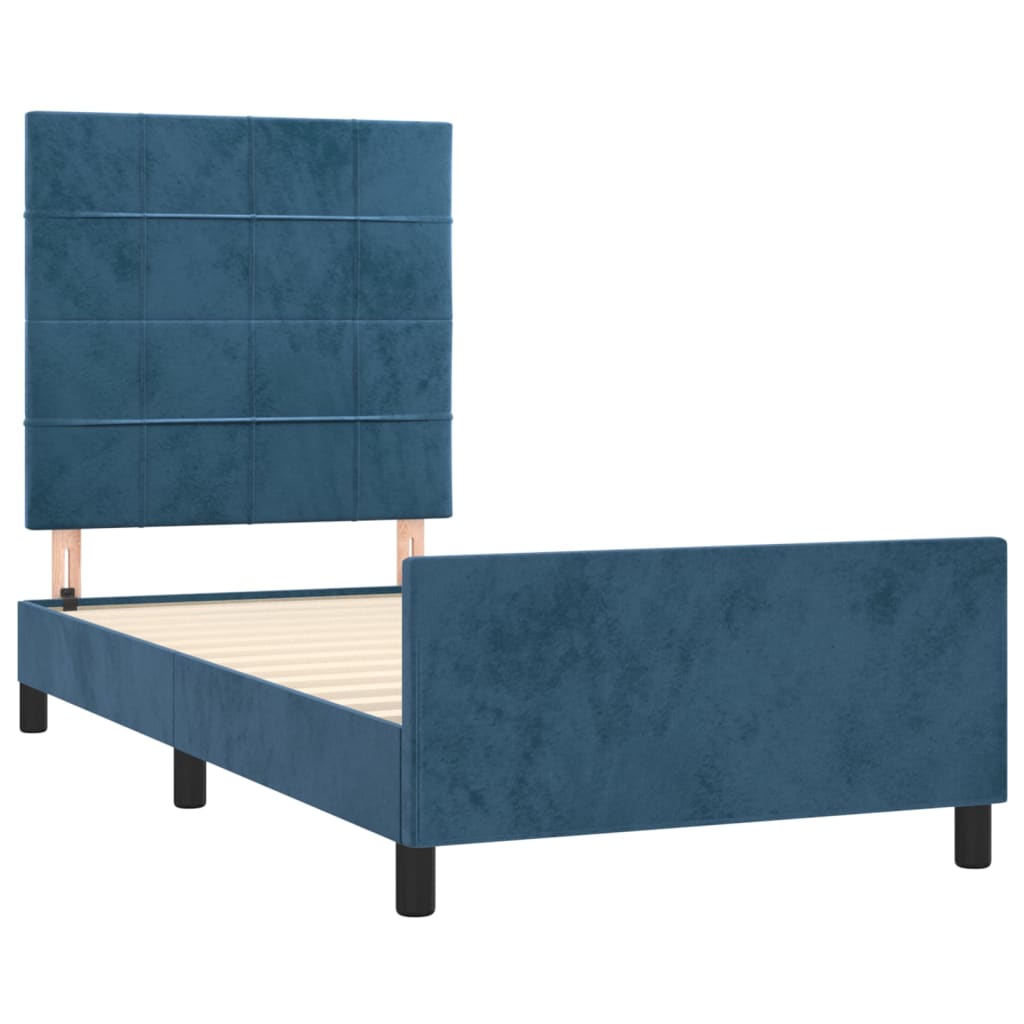 Bedframe zonder matras 90x190 cm fluweel donkerblauw is nu te koop bij PeponiXL, paradijselijk wonen!