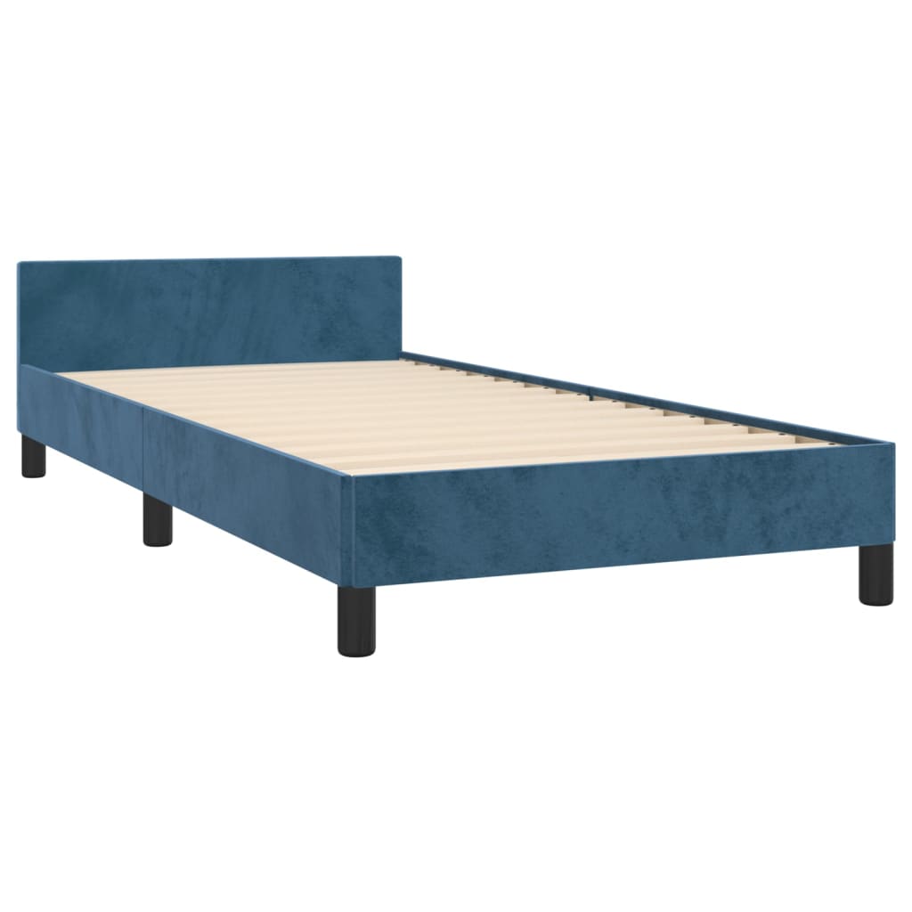 Bedframe zonder matras 90x190 cm fluweel donkerblauw is nu te koop bij PeponiXL, paradijselijk wonen!