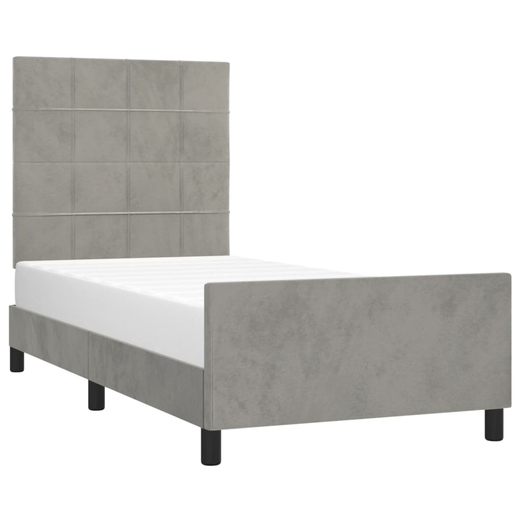 Bedframe zonder matras 90x200 cm fluweel lichtgrijs is nu te koop bij PeponiXL, paradijselijk wonen!