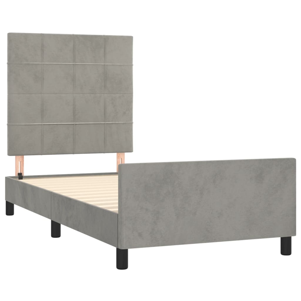 Bedframe zonder matras 90x200 cm fluweel lichtgrijs is nu te koop bij PeponiXL, paradijselijk wonen!