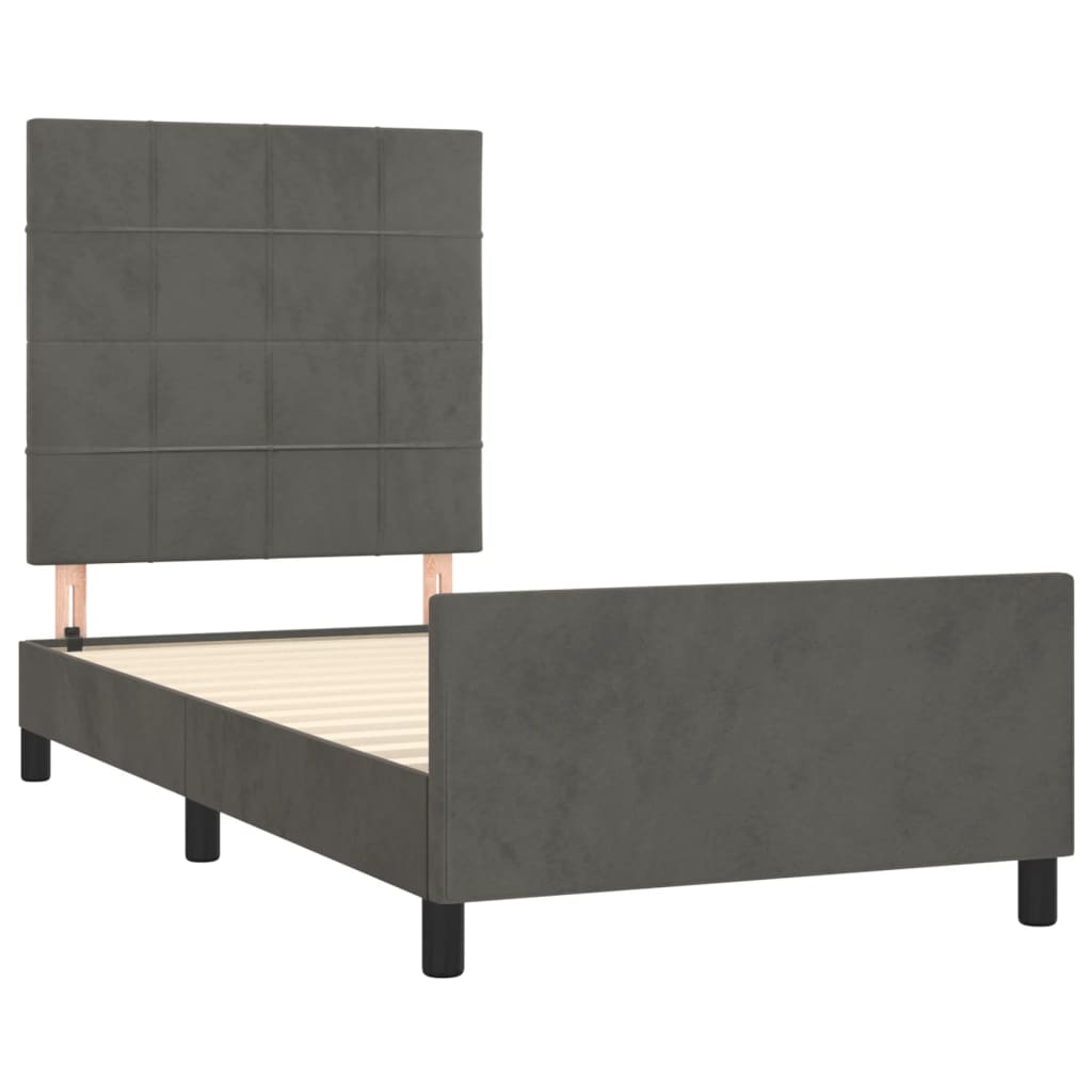 Bedframe zonder matras 90x200 cm fluweel donkergrijs is nu te koop bij PeponiXL, paradijselijk wonen!