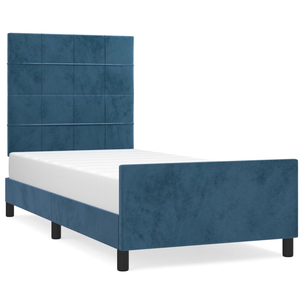 Bedframe zonder matras 90x200 cm fluweel donkerblauw is nu te koop bij PeponiXL, paradijselijk wonen!