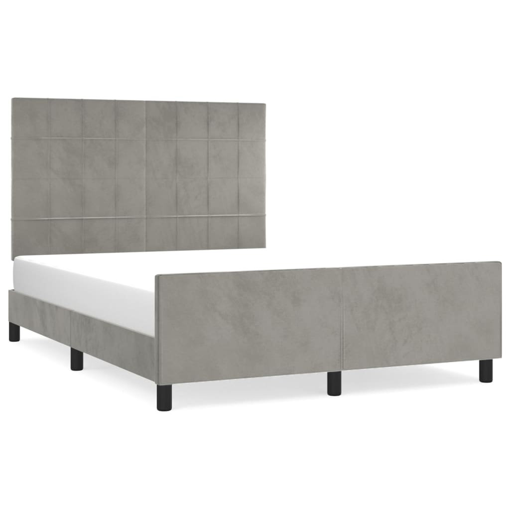 Bedframe zonder matras 140x190 cm fluweel lichtgrijs is nu te koop bij PeponiXL, paradijselijk wonen!