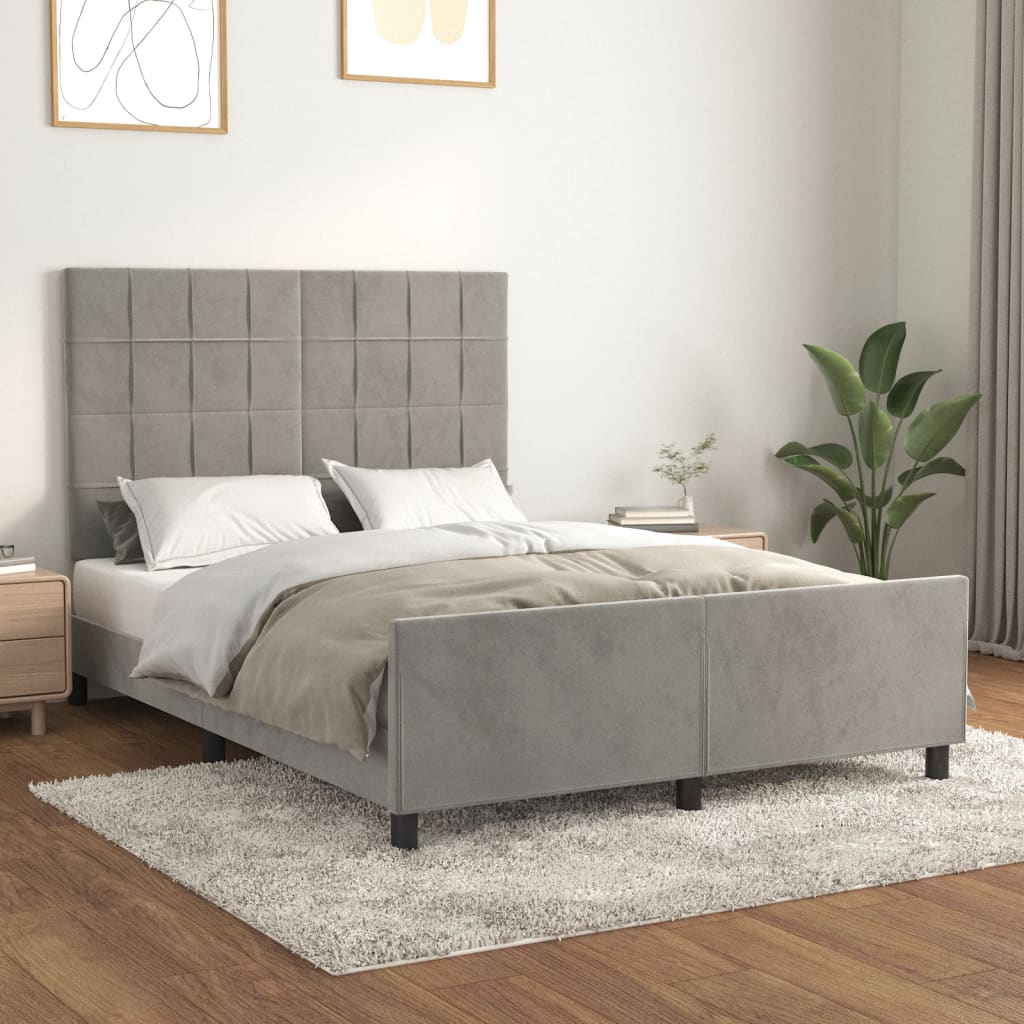Bedframe zonder matras 140x190 cm fluweel lichtgrijs is nu te koop bij PeponiXL, paradijselijk wonen!