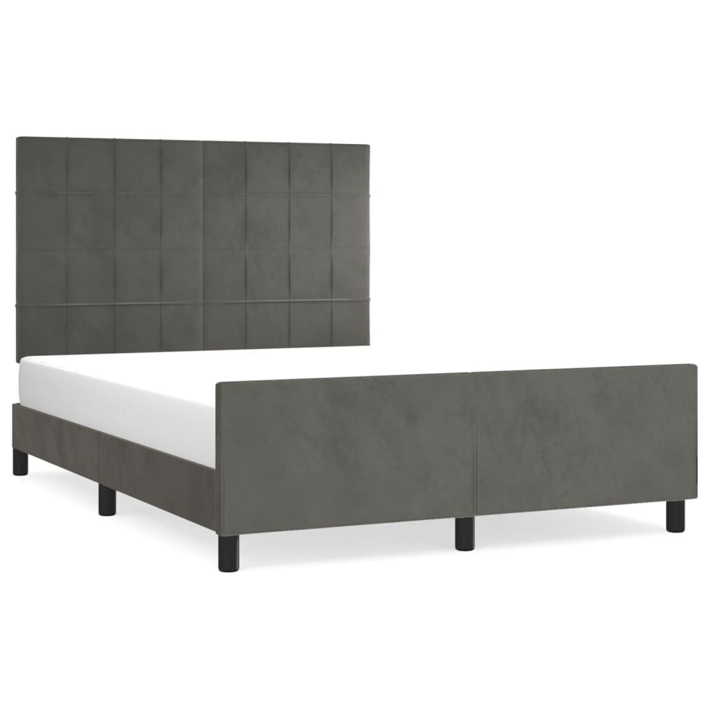 Bedframe zonder matras 140x190 cm fluweel donkergrijs is nu te koop bij PeponiXL, paradijselijk wonen!