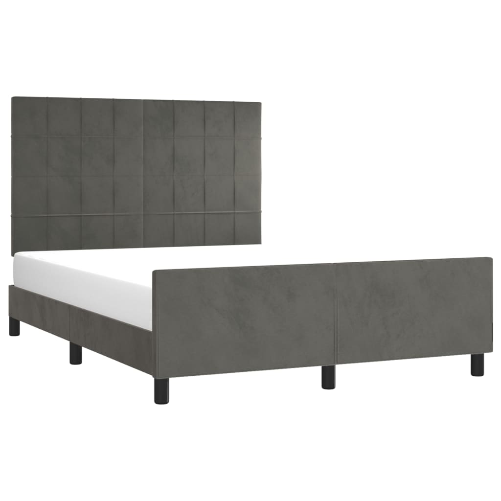 Bedframe zonder matras 140x190 cm fluweel donkergrijs is nu te koop bij PeponiXL, paradijselijk wonen!