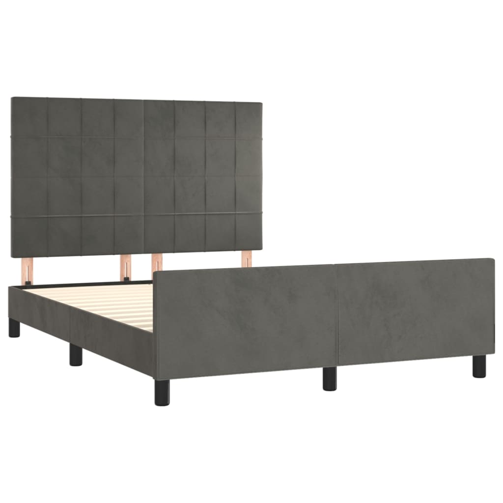 Bedframe zonder matras 140x190 cm fluweel donkergrijs is nu te koop bij PeponiXL, paradijselijk wonen!