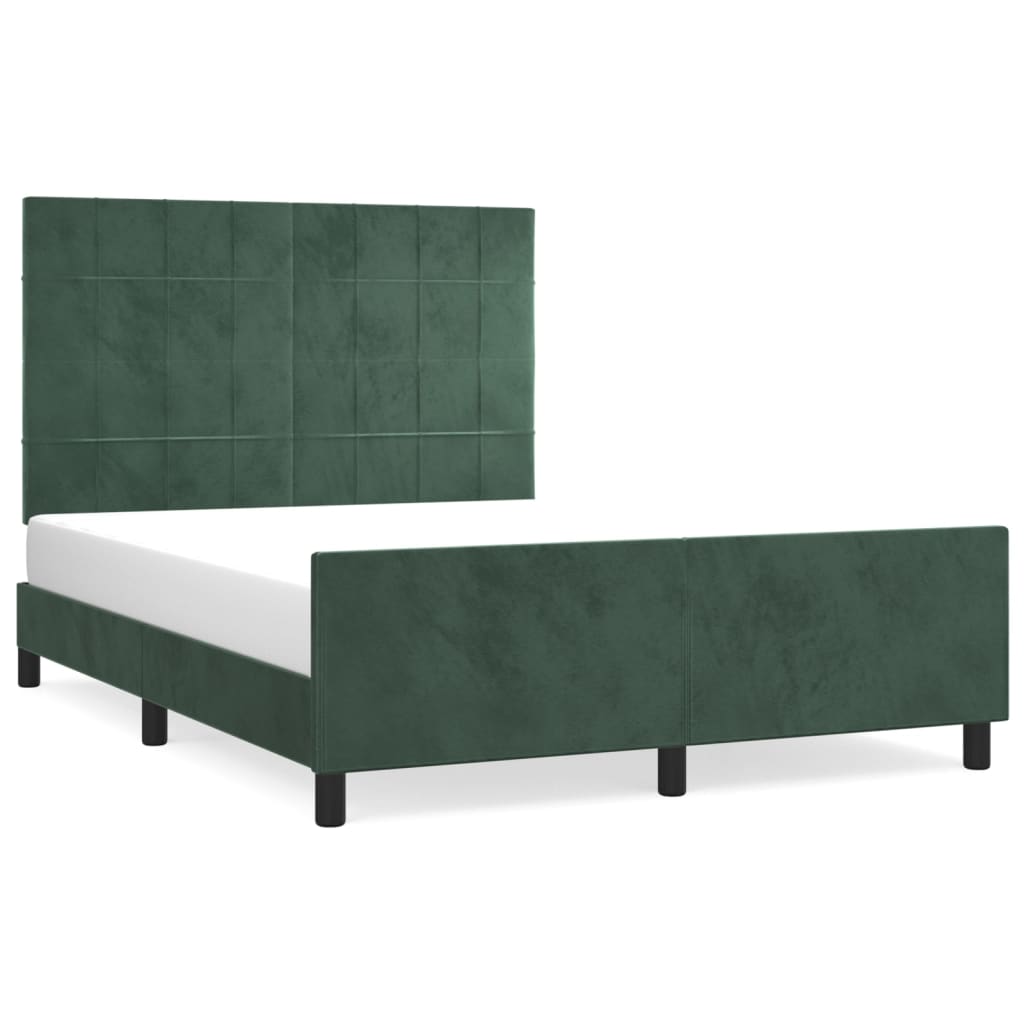 Bedframe zonder matras 140x190 cm fluweel donkergroen is nu te koop bij PeponiXL, paradijselijk wonen!
