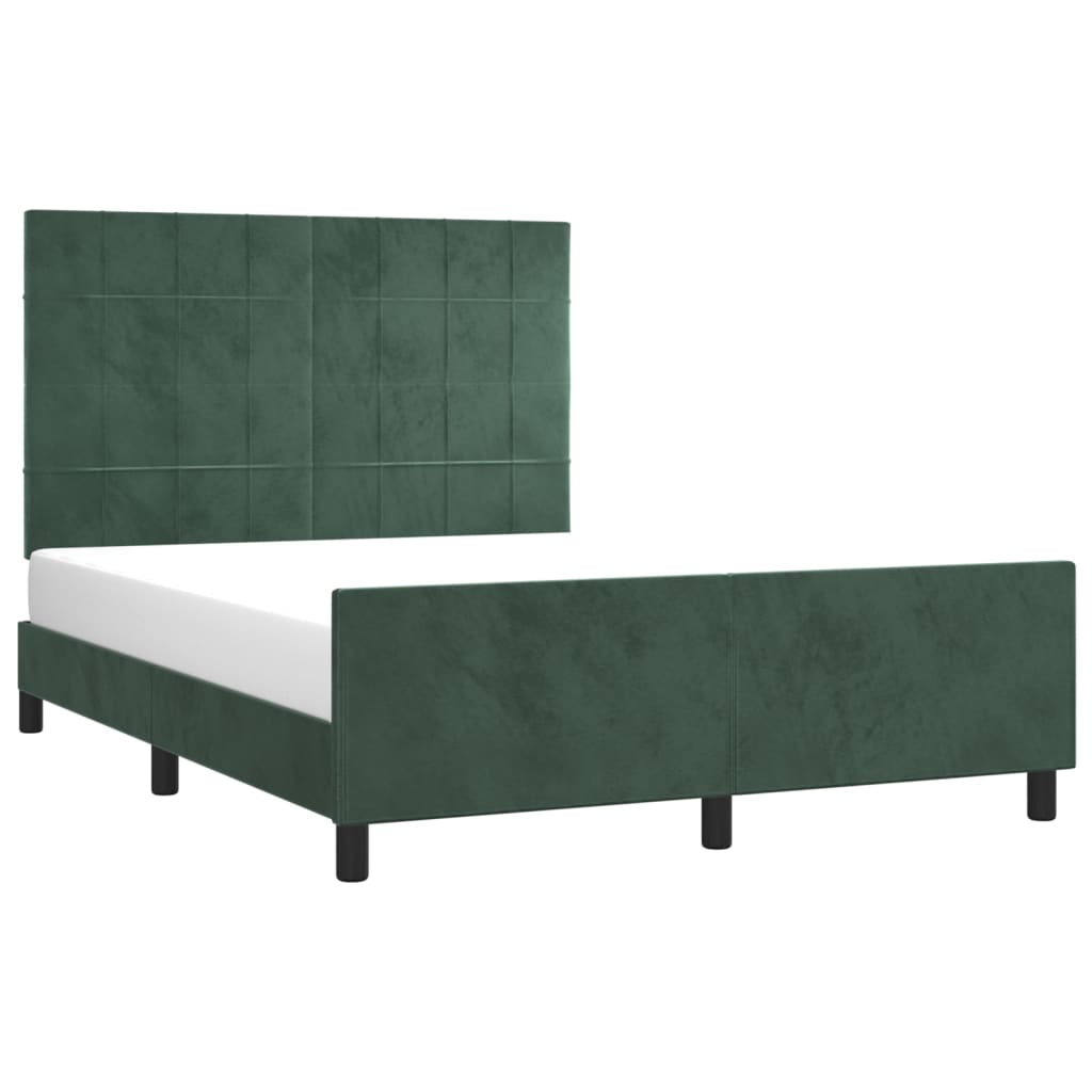 Bedframe zonder matras 140x190 cm fluweel donkergroen is nu te koop bij PeponiXL, paradijselijk wonen!