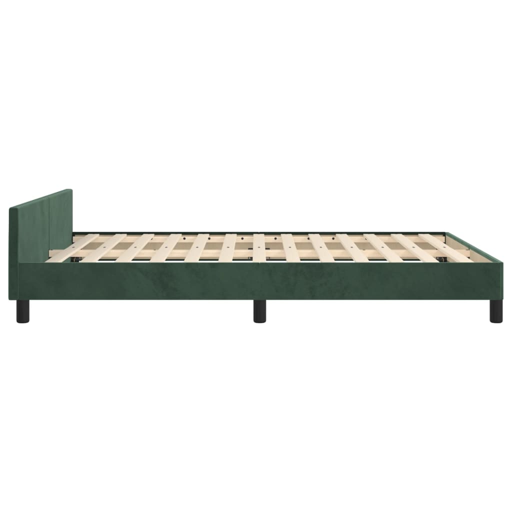Bedframe zonder matras 140x190 cm fluweel donkergroen is nu te koop bij PeponiXL, paradijselijk wonen!