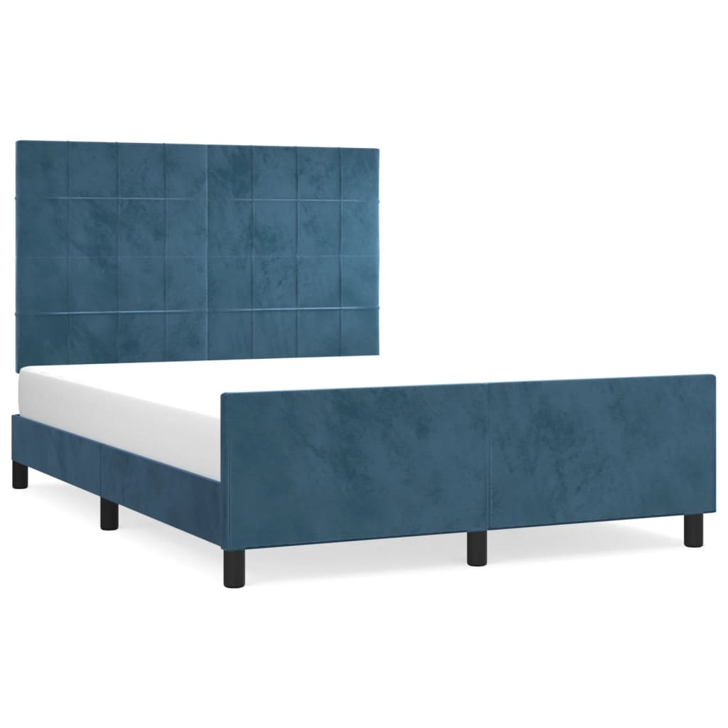 Bedframe zonder matras 140x190 cm fluweel donkerblauw is nu te koop bij PeponiXL, paradijselijk wonen!