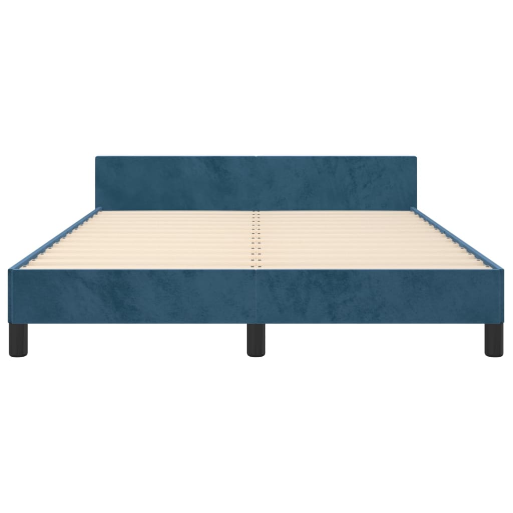 Bedframe zonder matras 140x190 cm fluweel donkerblauw is nu te koop bij PeponiXL, paradijselijk wonen!