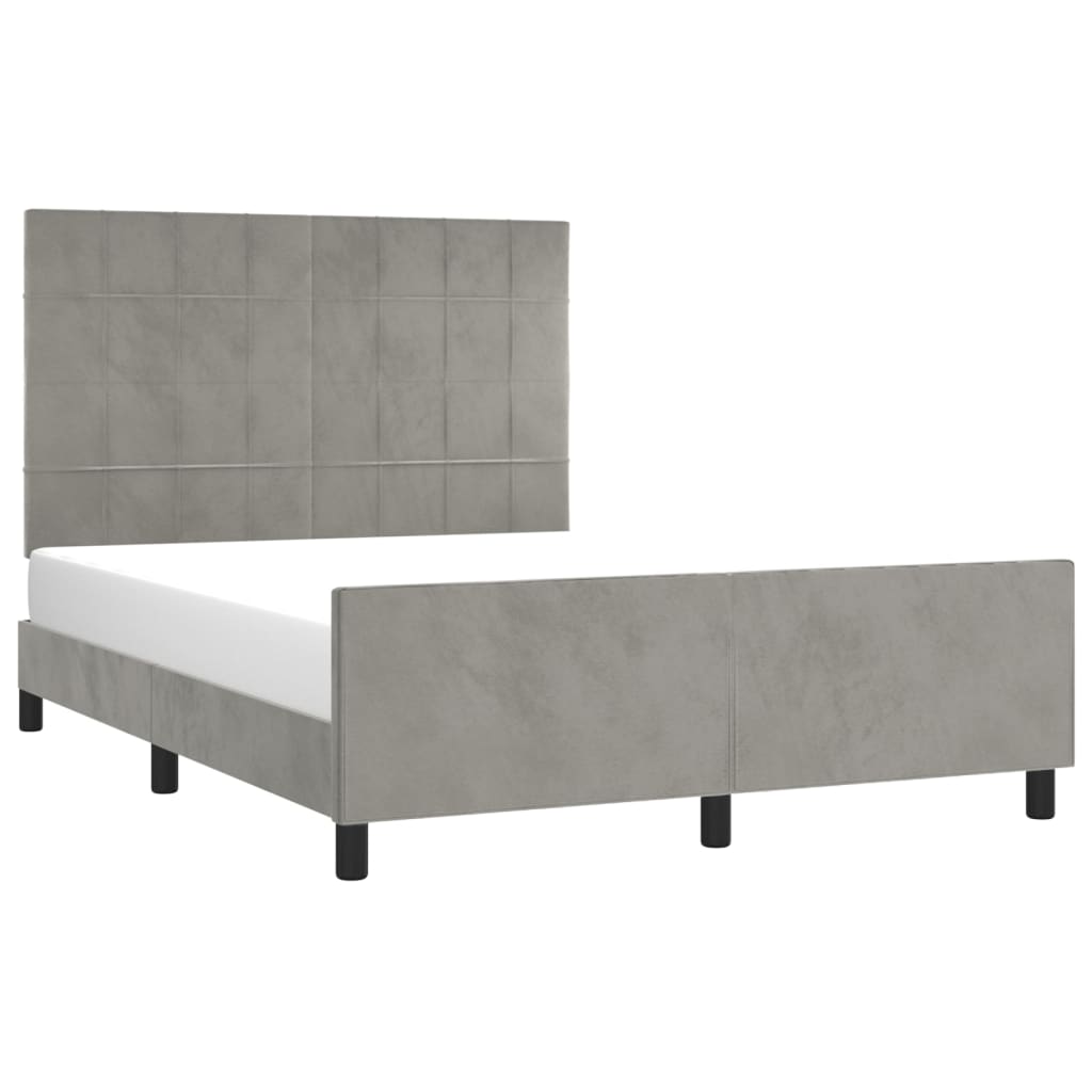 Bedframe zonder matras 140x200 cm fluweel lichtgrijs is nu te koop bij PeponiXL, paradijselijk wonen!