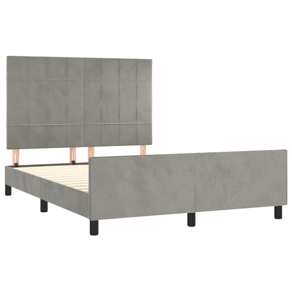 Bedframe zonder matras 140x200 cm fluweel lichtgrijs is nu te koop bij PeponiXL, paradijselijk wonen!