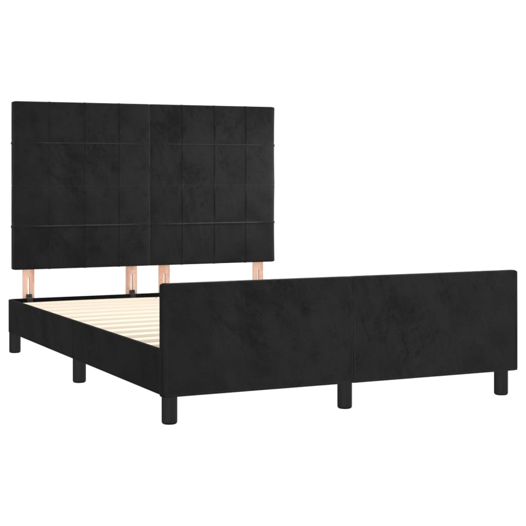 Bedframe zonder matras 140x200 cm fluweel zwart is nu te koop bij PeponiXL, paradijselijk wonen!