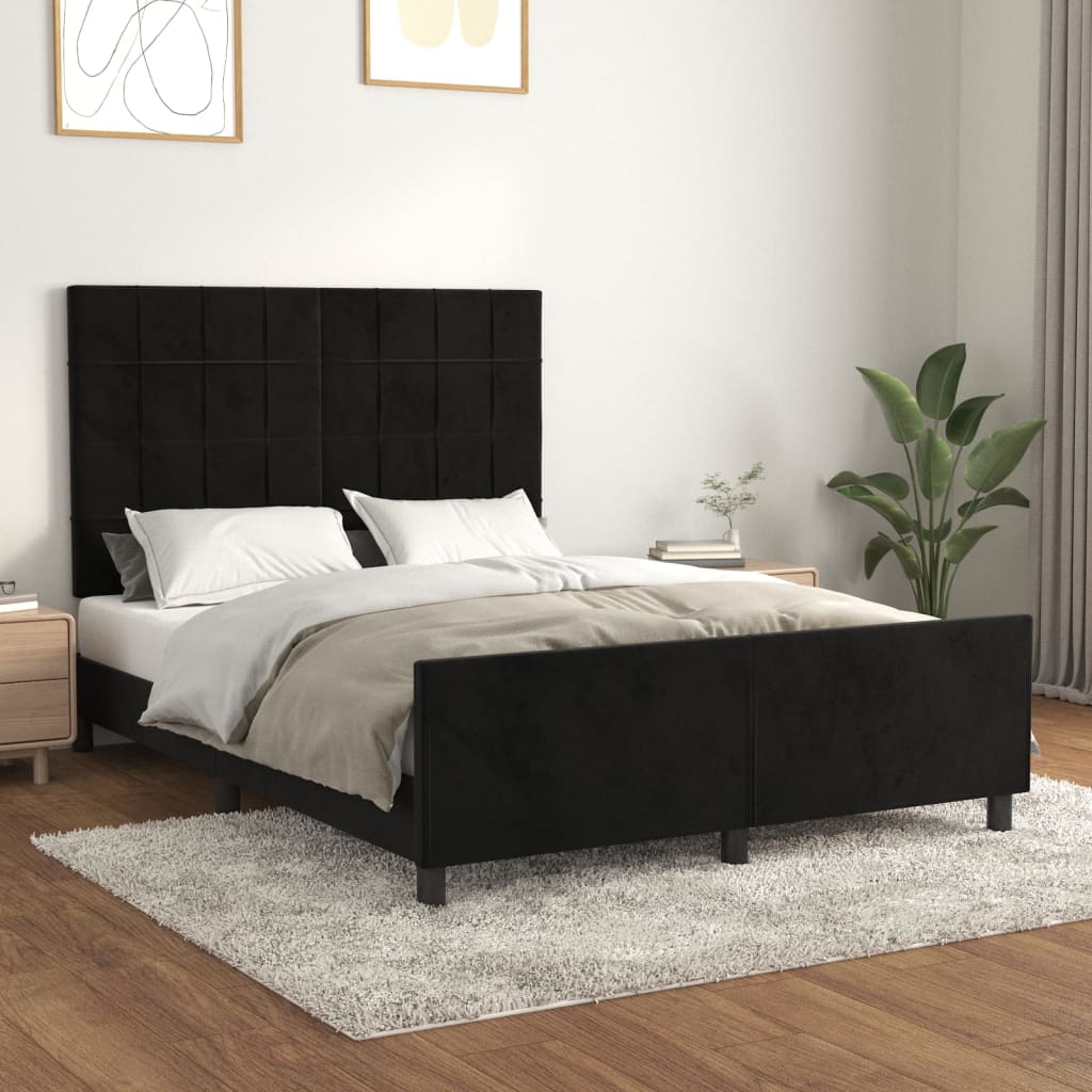 Bedframe zonder matras 140x200 cm fluweel zwart is nu te koop bij PeponiXL, paradijselijk wonen!