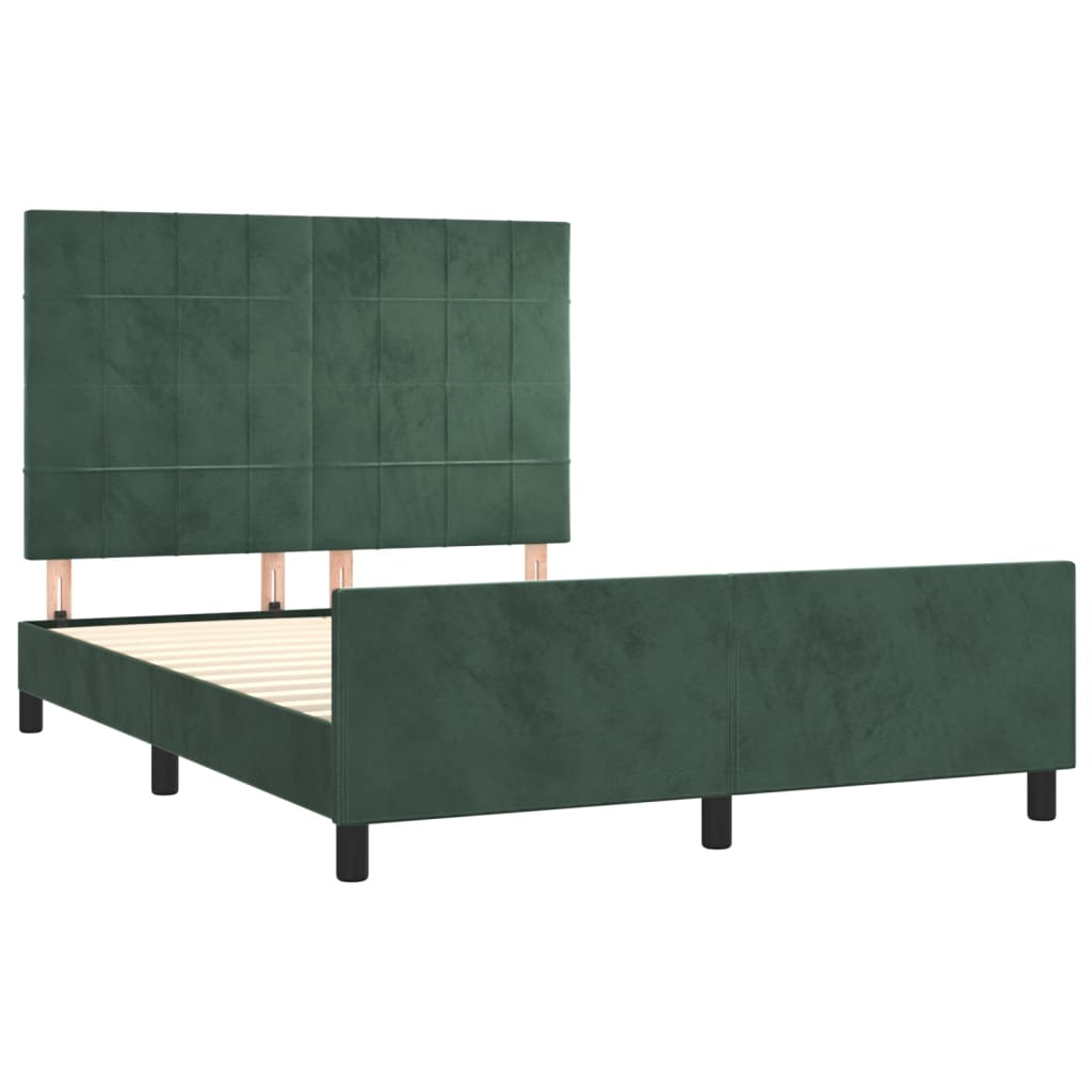 Bedframe zonder matras 140x200 cm fluweel donkergroen is nu te koop bij PeponiXL, paradijselijk wonen!