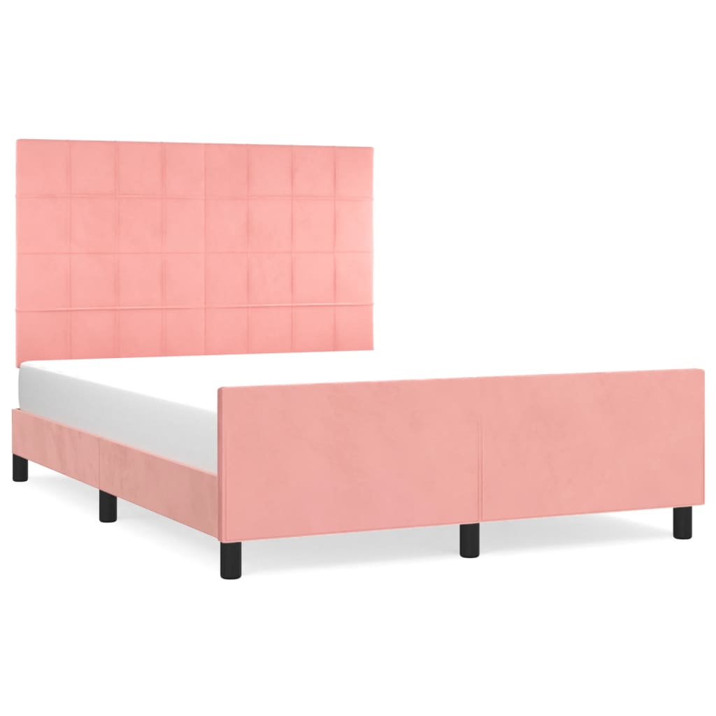 Bedframe met hoofdeinde fluweel roze 140x200 cm is nu te koop bij PeponiXL, paradijselijk wonen!