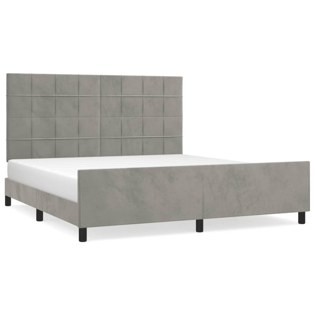 Bedframe zonder matras 160x200 cm fluweel lichtgrijs is nu te koop bij PeponiXL, paradijselijk wonen!