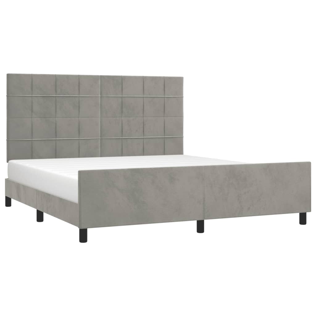 Bedframe zonder matras 160x200 cm fluweel lichtgrijs is nu te koop bij PeponiXL, paradijselijk wonen!