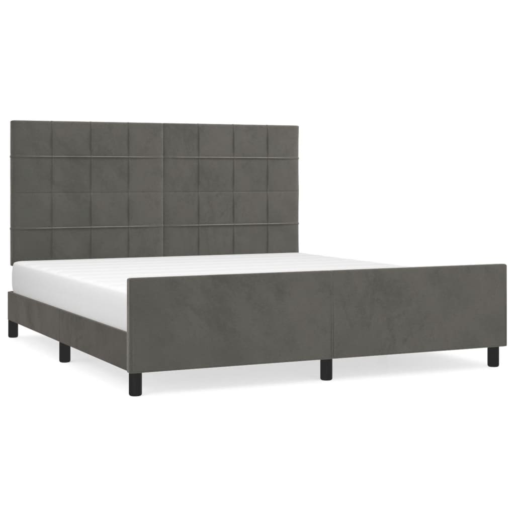 Bedframe zonder matras 160x200 cm fluweel donkergrijs is nu te koop bij PeponiXL, paradijselijk wonen!