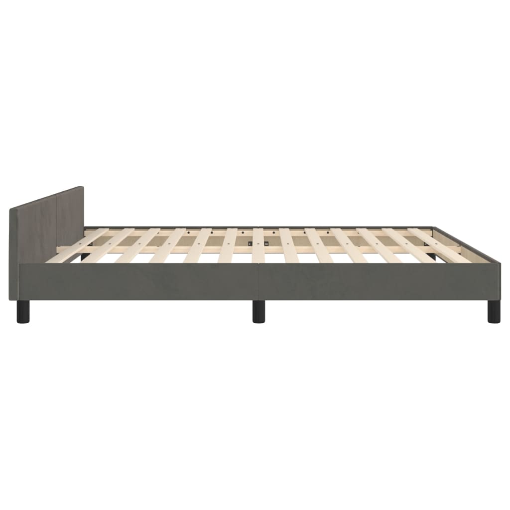 Bedframe zonder matras 160x200 cm fluweel donkergrijs is nu te koop bij PeponiXL, paradijselijk wonen!
