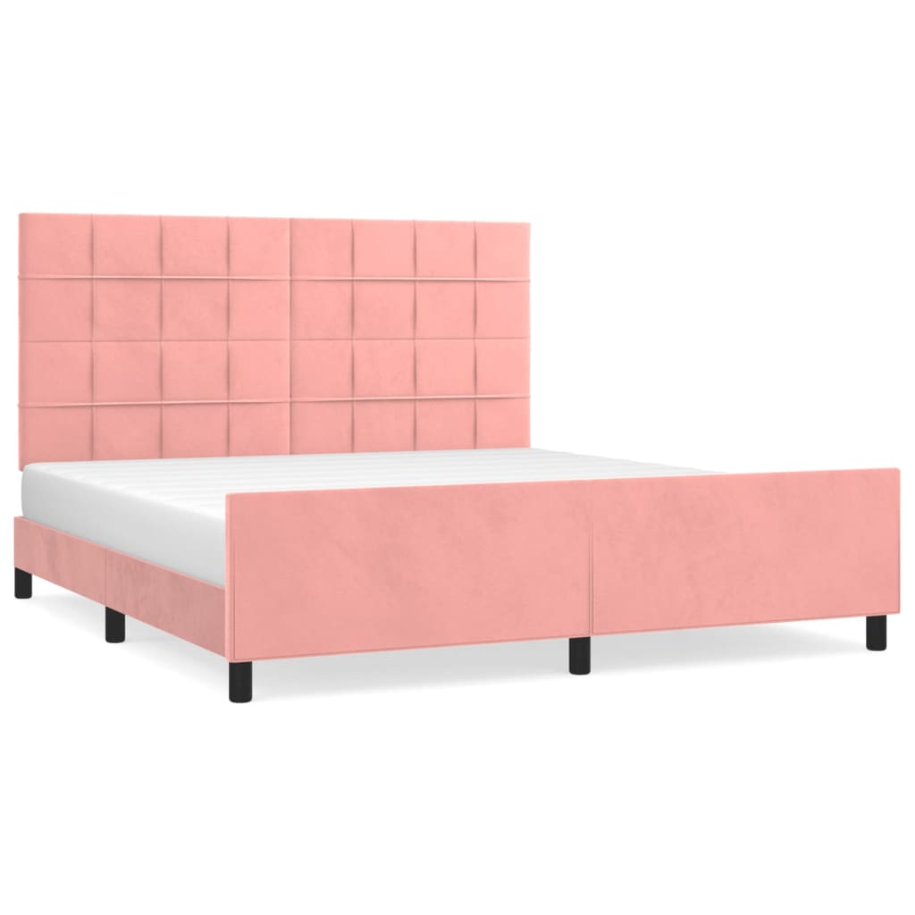 Bedframe met hoofdeinde fluweel roze 160x200 cm is nu te koop bij PeponiXL, paradijselijk wonen!