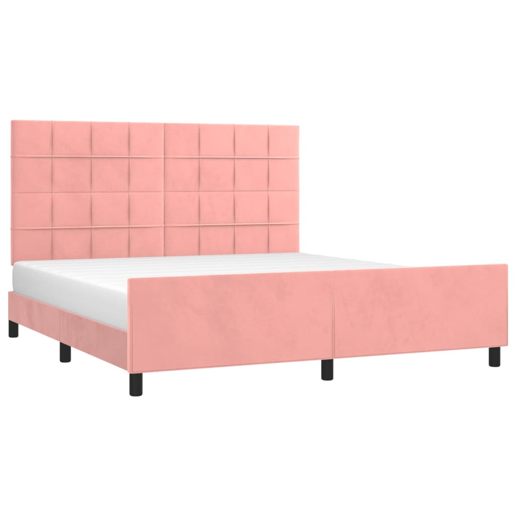 Bedframe met hoofdeinde fluweel roze 160x200 cm is nu te koop bij PeponiXL, paradijselijk wonen!