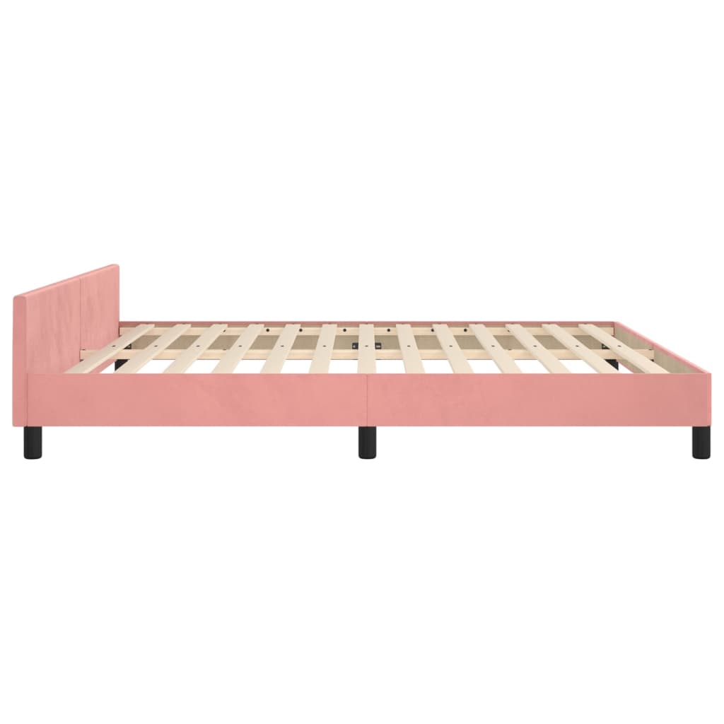 Bedframe met hoofdeinde fluweel roze 160x200 cm is nu te koop bij PeponiXL, paradijselijk wonen!