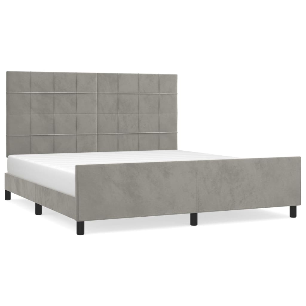 Bedframe met hoofdeinde fluweel lichtgrijs 180x200 cm is nu te koop bij PeponiXL, paradijselijk wonen!