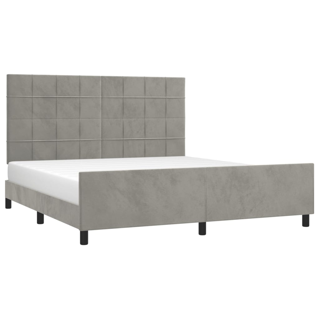 Bedframe met hoofdeinde fluweel lichtgrijs 180x200 cm is nu te koop bij PeponiXL, paradijselijk wonen!