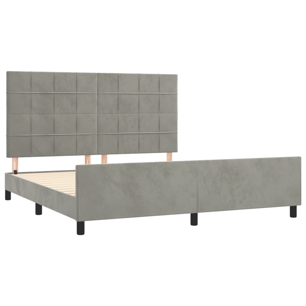 Bedframe met hoofdeinde fluweel lichtgrijs 180x200 cm is nu te koop bij PeponiXL, paradijselijk wonen!