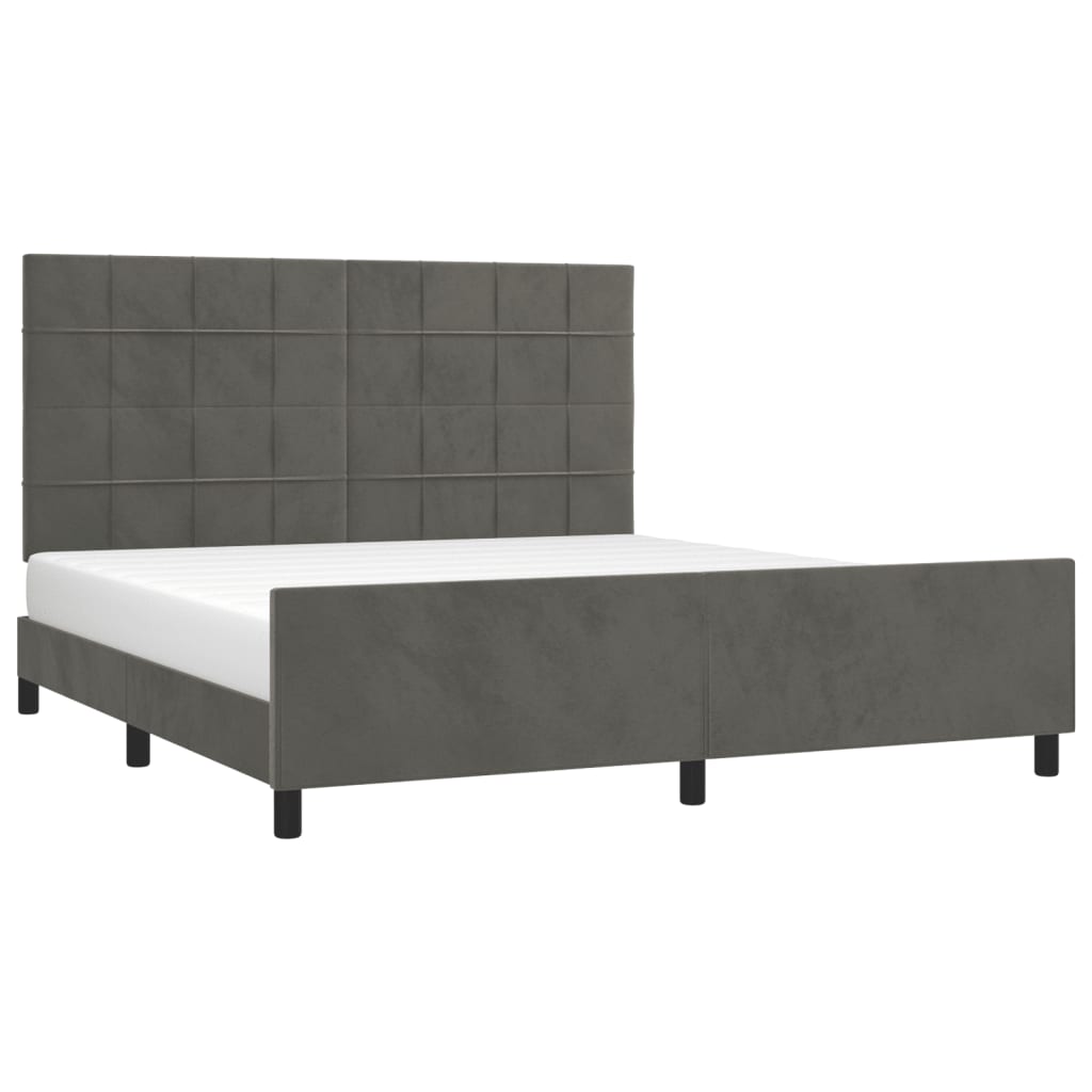 Bedframe met hoofdeinde fluweel donkergrijs 180x200 cm is nu te koop bij PeponiXL, paradijselijk wonen!