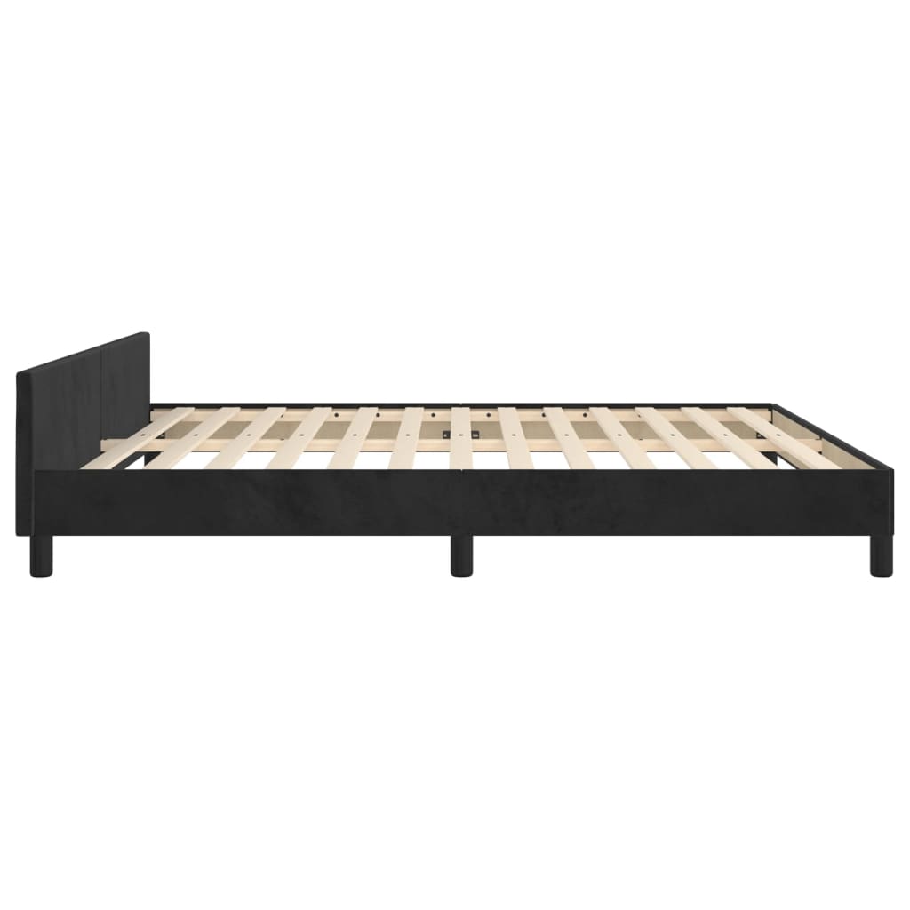 Bedframe met hoofdeinde fluweel zwart 180x200 cm is nu te koop bij PeponiXL, paradijselijk wonen!